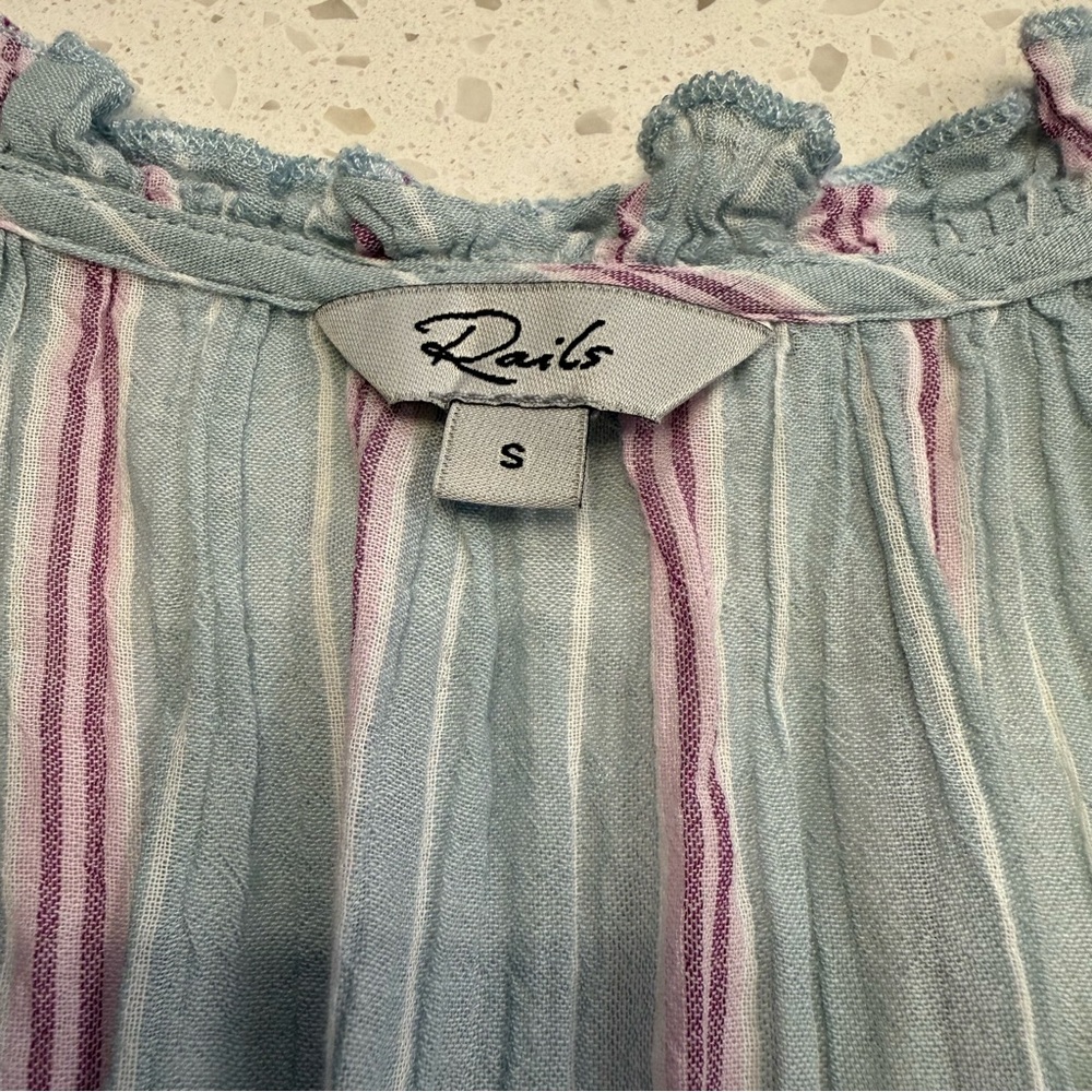 Rails Juni Placid Stripe Midi Dress Tiered Cotton Blue Pink Small - Picture 5 of 16